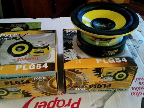 Pair plg54 5.25&#034; bass audio mobile yellow sub subwoofers
