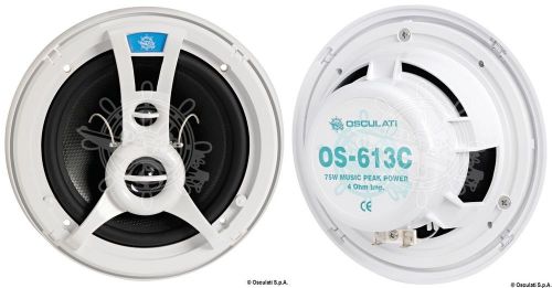 Osculati white non magnetic waterproof 150 watt 180mm diameter 3 way speakers