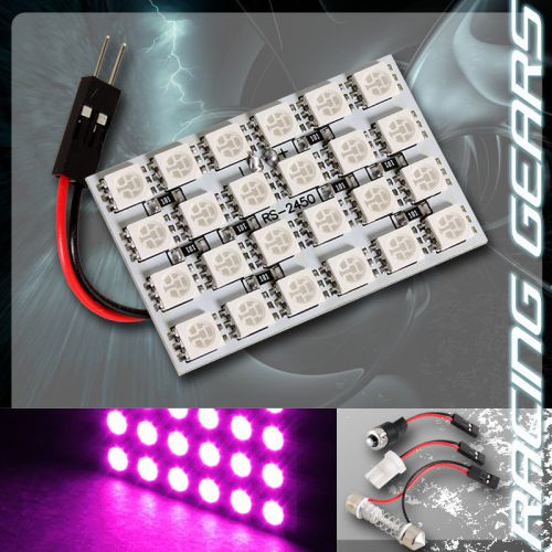 1x purple 24 smd led replacement interior dome map light t10 &amp;  festoon adapters