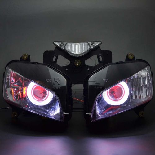 Headlight assembly white angel  red devil hid projector for honda cbr1000 04-07