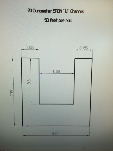 Rubber &#034;u&#034; channel (70 durometer epdm) 3/8&#034; i.d. x 3/4&#034; o.d. x 10 foot long.