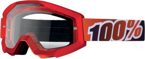 100% motorcycle riding goggle strata svs fire red clear lens 50400-003-02
