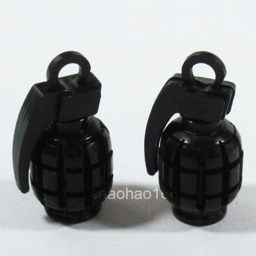 2x black grenade shape bike car motors motorcycle tire tyre air valve cap dh xr
