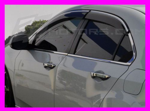 Acura tsx 09 10 11 12 13 14 jdm vip window rain visors chrome trim w// bracket