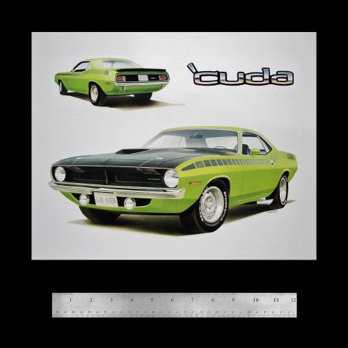 Cuda barracuda aar plymouth - 1970 1971 440+6 426 hemi - dealer poster art print