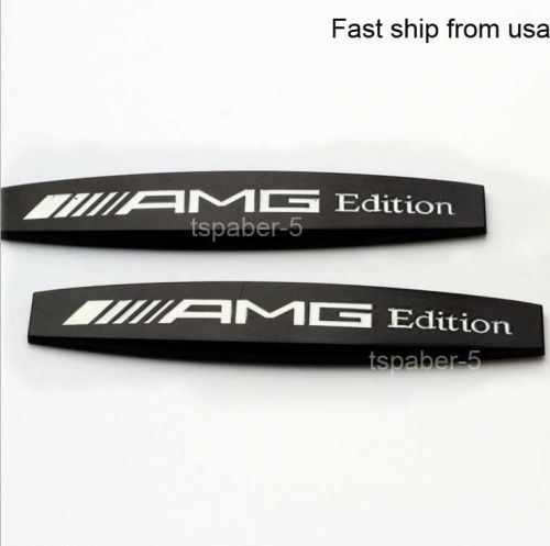 2pcs new black amg fender badge car body side skirts sticker emblem