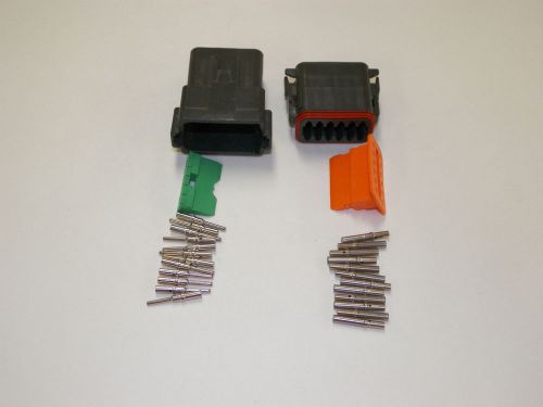 12x black deutch dt series connector set 16-18-20 ga solid nickel terminals