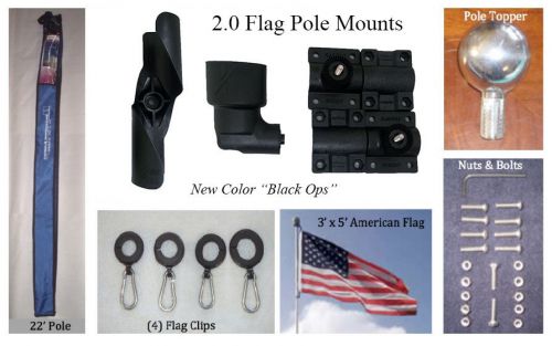 Flag pole buddy 106201-kit 22' pole &amp; 2.0 mount kit trailer rv camper