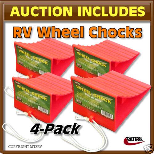 Plastic trailer camper wheel chocks - 4 pack - valterra rv chock -z-