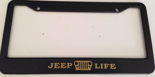 Jeep life - limited edition automotive black with gold license plate frame qty2