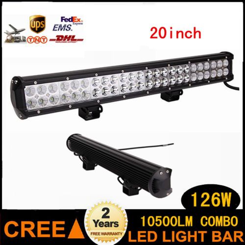 20'' 126w cree spot flood lamp driving offroad led light bar atv suv boat 4x4 us