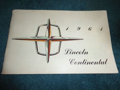 1961 lincoln continental owner&#039;s manual / good original guide book!