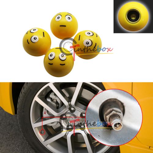 (4) yellow ball face tire wheel valve dust caps auto wheel valve caps air dust