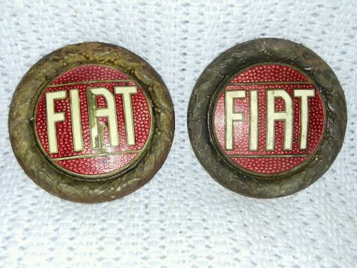 Vintage  ~  fiat -  porcelain badges - front and rear