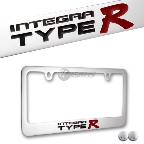 Acura integra type r chrome brass metal license plate frame w/ screw caps