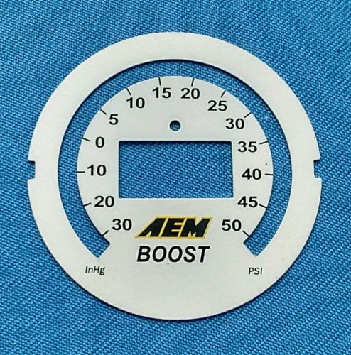Aem boost gauge face plate, white, -30-50 psi