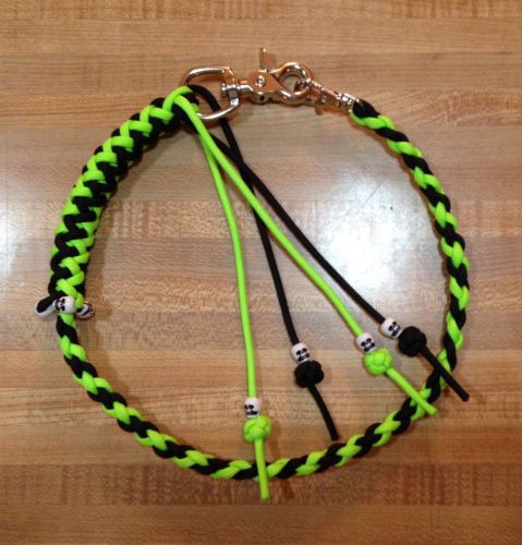 Motorcycle getback biker wallet whip usa made paracord black and neon green