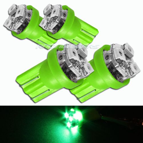 4x green smd 3 led 12v t10 interior instrument panel gauge wedge light lamp bulb