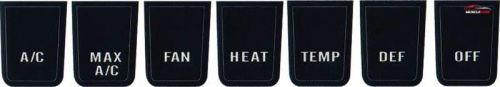 1969-70 mopar b-body w/ ac 7 piece heater/ac control switch slider labels set nr