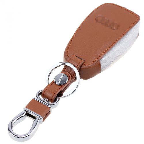 For audi fold remote car key fob holder brown leather protector case cover 1pcs