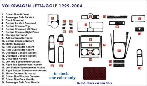 Volkswagen jetta golf 99 00 01 02 03 04 dash trim kit red&amp;black carbon fiber