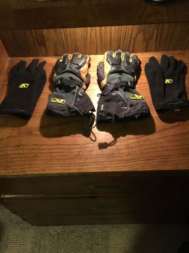 Klim black gore tex summit gloves large with liners