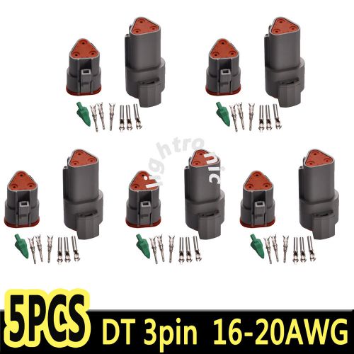 5x 3 pin deutsch dt 16-20awg waterproof automotive connector plugs male female