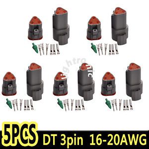 5X 3 Pin Deutsch DT 16-20AWG Waterproof Automotive Connector Plugs Male Female, US $10.55, image 2