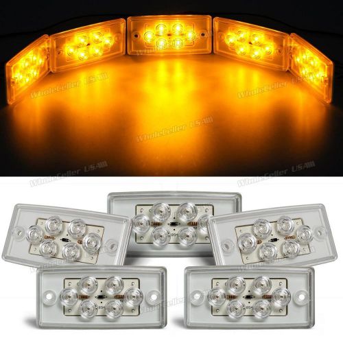5xclear cover amber 6 led cab marker roof running top light for freightliner 12v