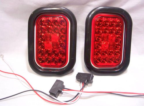 -pair led 5&#034; rectangular stop/turn/tail lights kits model 45 +grmts plgs-ul002rk