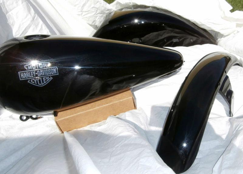 Harley-davidson custom paint set softail deuce black on black ghost flames 