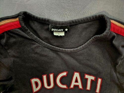 Ducati corse patch logo t-shirt women's sz l black red white motorcycle