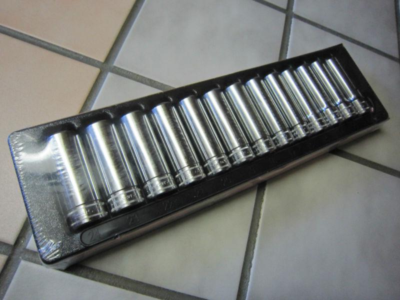 Snap on tools 1/2" drive 13 piece metric deep sockets set 313tsmya new n package
