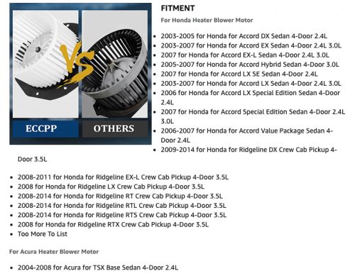SEE NOTES SCITOO ABS Plastic Heater Blower Motor w/ Fan HVAC Acura TSX Honda, US $9.99, image 7