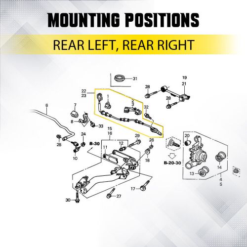 For 2002-2006 honda cr-v 2.4l rear left right wheel speed sensor abs 2x epo