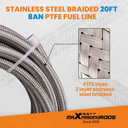 AN8 Stainless steel PTFE Fuel Hose x 20feet/6M -73 C to + 260 C 1000 PSI, US $68.90, image 7