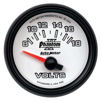 Autometer phantom ii electrical voltmeter gauge 2 1/16" dia white/black face