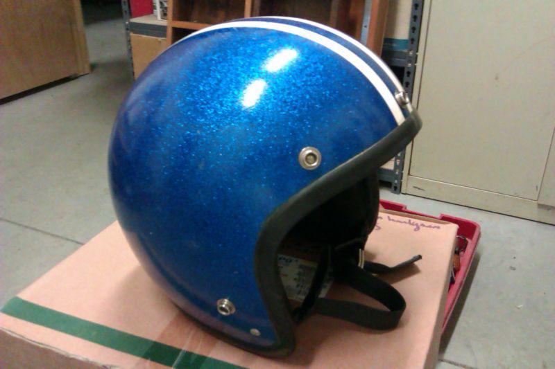 Sell VINTAGE 1966 ASC FURY 400 BLUE METAL FLAKE MOTORCYCLE HELMET MADE IN USA LG in Colorado