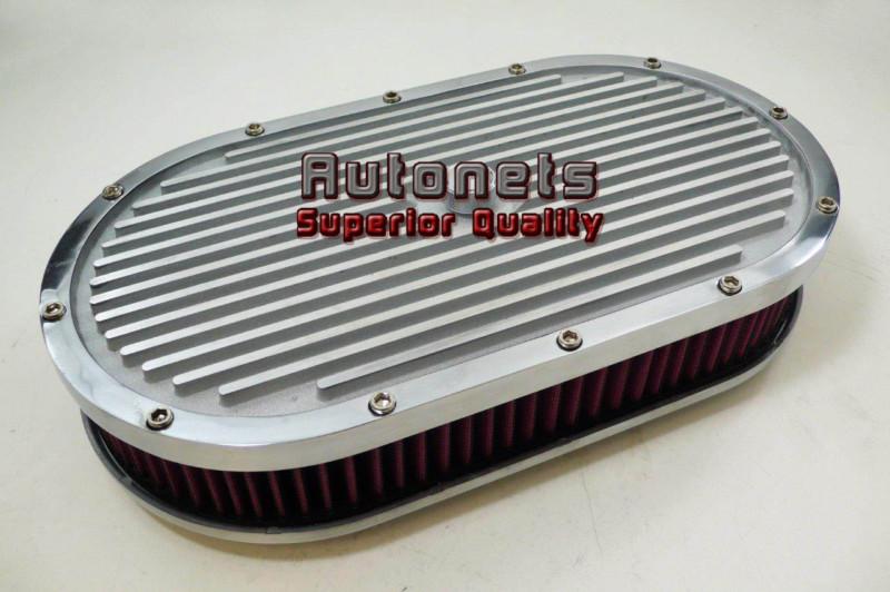 15" elite style aluminum air cleaner satin top holley edelbrock washable filter