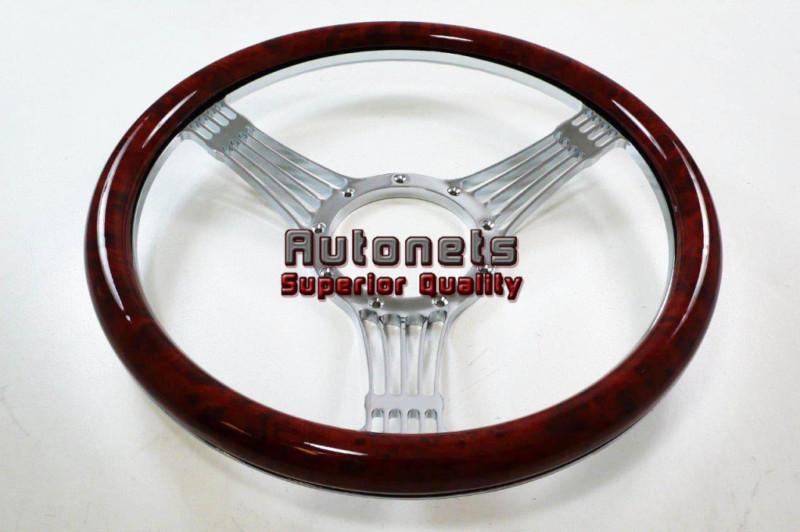 Wood veneer banjo camaro impala nova hot rat rod steering wheel aluminum