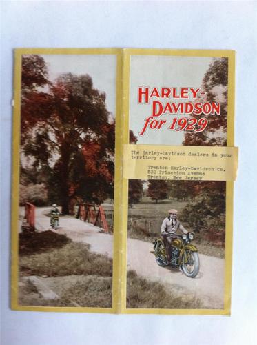 * 1929 original harley-davidson brochure, biking around globe logo on back