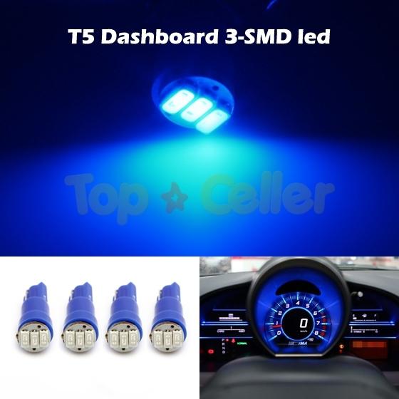 4x blue t5 3 smd 3528 led speedometer gauge cluster led light bulb 57 37 73 257