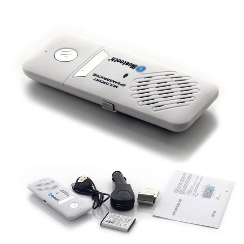 Wireless multipoint bluetooth 3.0 car kit handsfree speakerphone white w/ charge