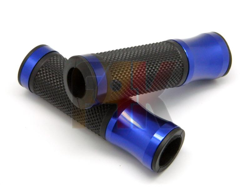 Blue motorcycle racing dirt bike aluminum 7/8" handlebar gel rubber hand grips 