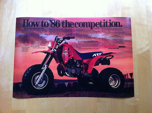 Honda atc250r atc poster 1986 ad 250r nice atc trike 3 wheeler nos