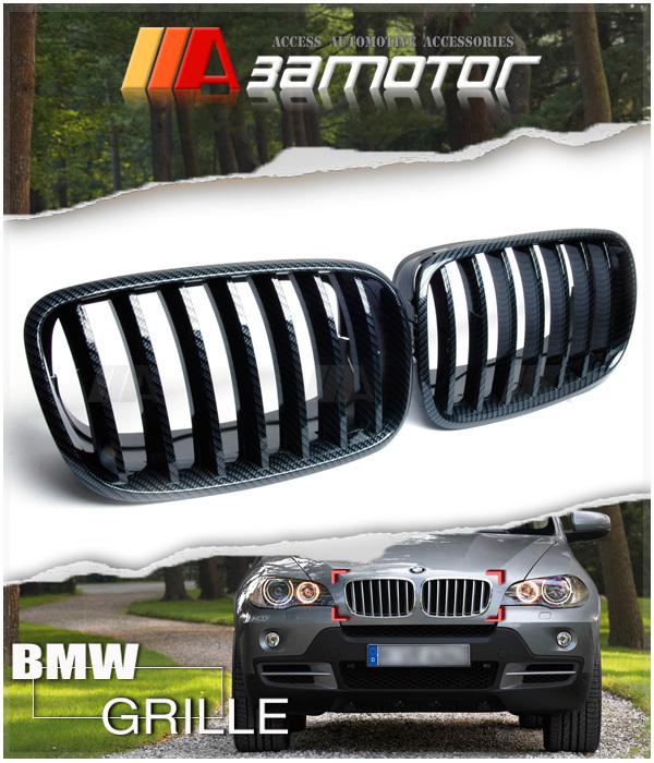 2007-2012 bmw e70 e71 x5 x5m x6 x6m carbon look front hood kidney grilles gre6