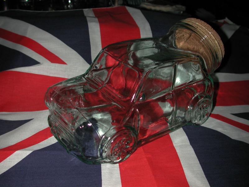 Classic mini cooper glass cookie jar