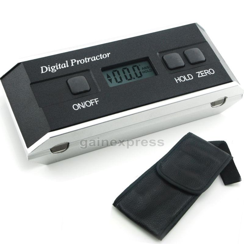 Upright lcd protractor angle finder level iinclinometer magnetic v-groove 0~360°