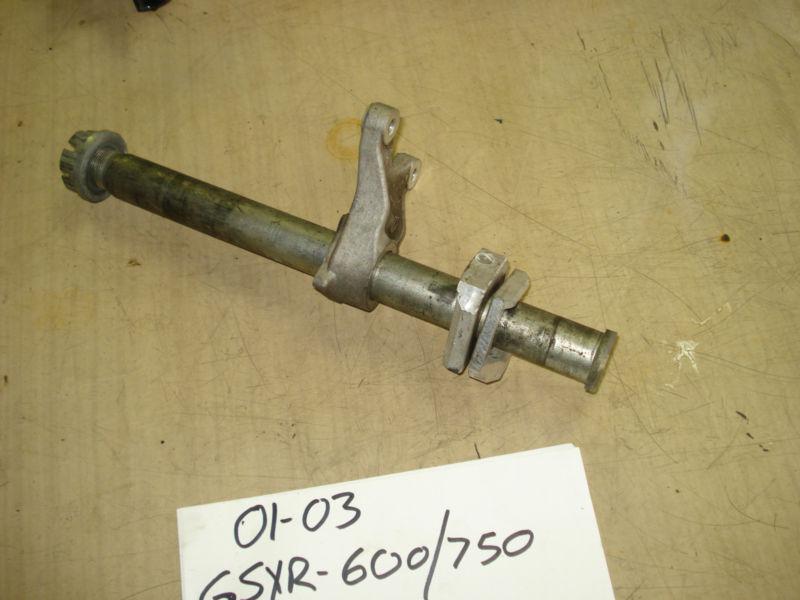 Sell 0103 gsxr 600 750 rear axle w caliper bracket wheel adjuster