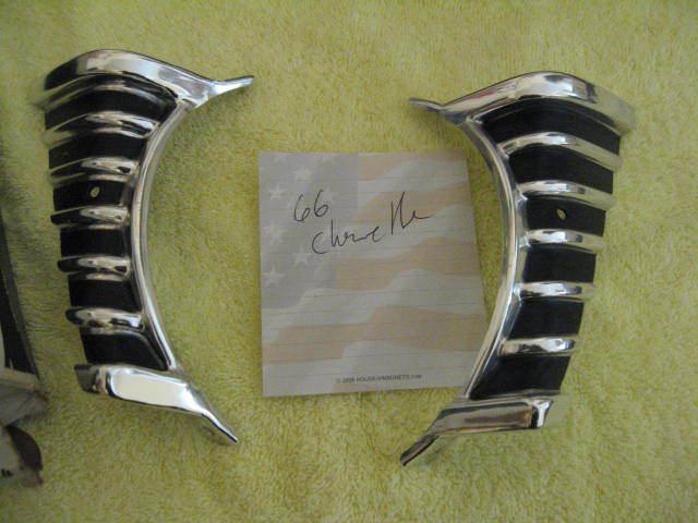 1966 chevy chevelle grill corner pieces pair  nos